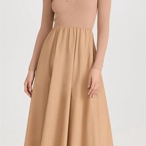 MOON RIVER Women's Long Sleeve Knit Top Twofer Midi Dress